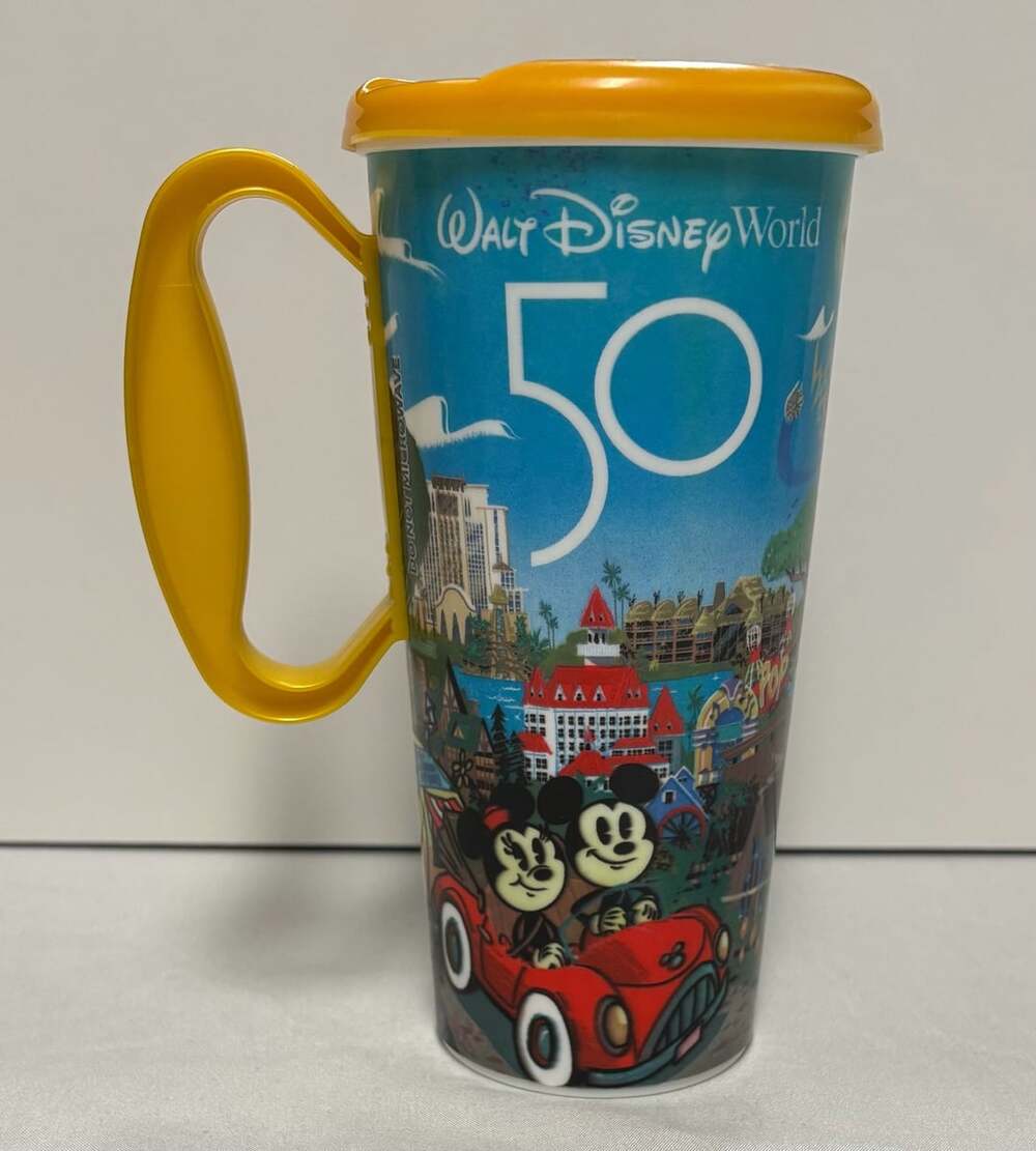 Walt Disney World 50th Anniversary Resort Refillable Plastic Mug Cup with Orange